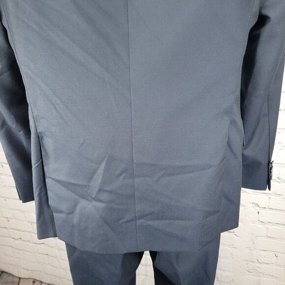 Joseph Abboud Navy 100% Wool Full Suit 2 Piece Blazer Pants USA 38S/W32 (32x29) - Picture 12 of 16